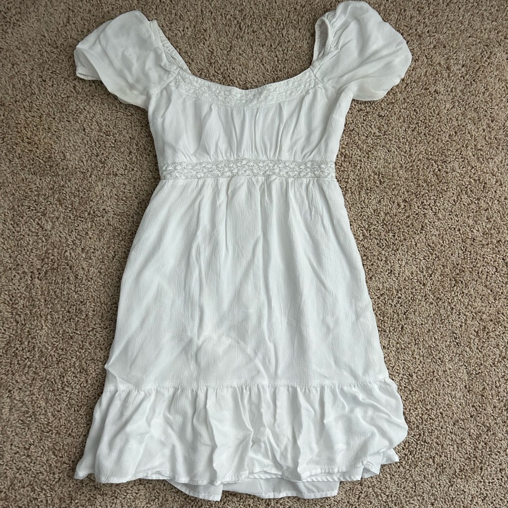 Hollister White Puff Sleeve Mini Dress
